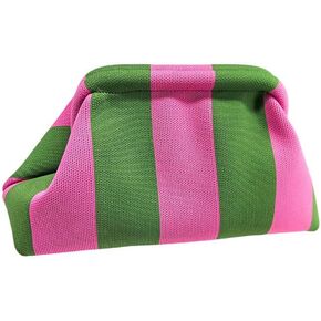 YYW Clutch Purses for Women,Woven Crochet Purse Colorblock Shoulder Bag Casual Knitted Handbag