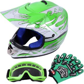 DOT شباب الأطفال الطرق الوعرة خوذة موتوكروس خوذة الدراجة الترابية ATV دراجة نارية خوذة قفازات نظارات (أحمر، كبير) in Kuwait