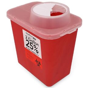 Oakridge Products Large Sharps Container for Home Use and Professional 2 Gallon (1-Pack) with Chimney Top, Biohazard Needle and Syringe Disposal, CDC Certified