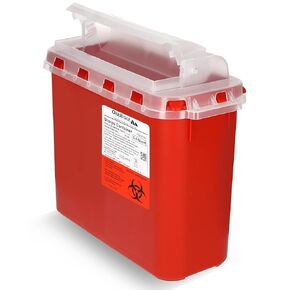 Oakridge Products Transparent Sharps Container for Home Use and Professional 5.4 Quart (2-Pack), Touchless Biohazard Needle and Syringe Disposal, Rotating Lid, CDC Certified