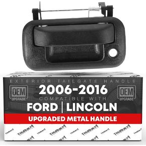 Tailgate Handle Assembly - Compatible with 2009-2014 Ford F150 - with Keyhole - Metal with Plastic Housing, Textured Black - OEM 8L3Z-9943400-AA, 4L3Z-9943400-AAA, 79606, FO1915111
