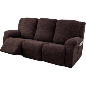 Recliner Sofa Covers Sectional Couch Cover for Reclining Couch 3 Seat, 5-Pieces 3 Cushion Sofa Stretch Recliner Sofa Slipcover, Soft Jacquard Furniture Dog Couch Cover Protector