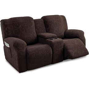 Loveseat Recliner Cover with Center Console, Stretch Sofa Covers Slipcovers Furniture Protector Couch Cover, Thick, Soft Washable ReclinerSofa Loveseat