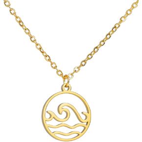 Jude Jewelers Stainless Steel Ocean Sea Wave Pattern Cocktail Party Statement Necklace