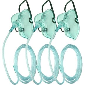 3 Pack Oxygen Mask for Face Adult with 7 Ft Tube, Adult Oxygen Mask with Adjustable Elastic Strap - Adult Elongated Size