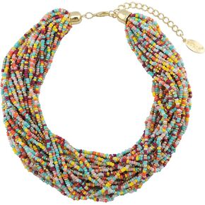 Bocar Multiple Strand Handmade Beaded 16" Statement Collar Necklace for Women