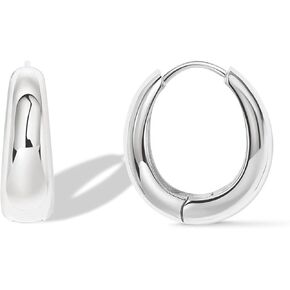 14K Gold-Plated Pure Silver Thick Hoop Earrings For Women'S Gold Hoop Earrings