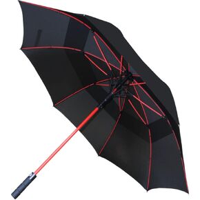 60MPH Windproof EXTRA STRONG - StormFighter Jumbo Umbrella - Vented Canopy - Reinforced Fiberglass Frame - For 1 or 2 Persons - Auto Open - Non Slip Tyre Style Handle - Black