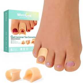 Welnove Hammertoe Corrector - Toe Straightener to Curled Toes, Broken toe, Bunion Corrector for Women and Men, Small*3 Pairs