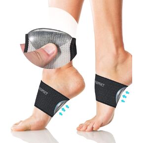 Copper Arch Support - Plantar Fasciitis Relief Arch Supports Bands/Sleeves with Gel Pads, Flat Feet Pain Relief,Men Women （1 Pair Black
