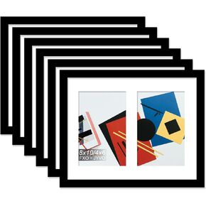 4x6 Picture Frame Collage, Display 4 4x6 Picture Collage or 10x14 Photo Only Without Mat, Light Weight and High Transparent Frame for Wall - 1 Pack/Black/4-Openings