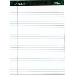 TOPS Docket Writing Pads, 8-1/2" x 11-3/4", Legal Rule, White Paper, 50 Sheets, 12 Pack (63410)
