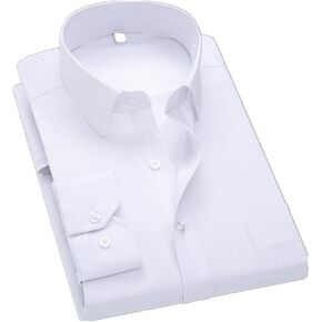 MOGU Mens Long Sleeve Casual Dress Shirts Solid Plain Color