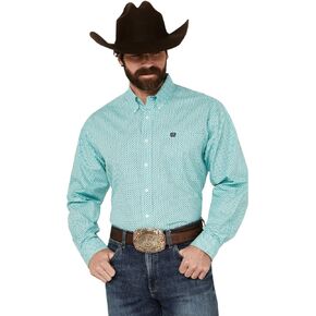 Cinch Men's Turquoise Print Button Down Shirt