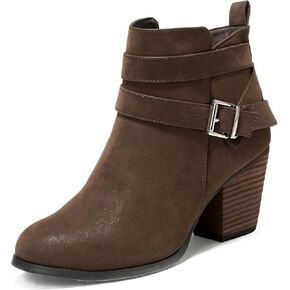 Luoika Women's Wide Width Ankle Boots, Extra Wide Mid Heel Side Zipper Booties.