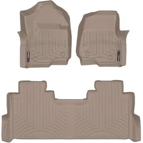 WeatherTech Custom Fit FloorLiners for Ford Super Duty (Crew Cab, Bench Seats) W/Fold Flat Storage - 1st & 2nd Row (441012-1-3), Black