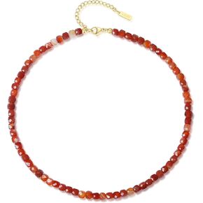 COAI Faceted Stone Beaded Necklace, Simple Crystal Necklace for Women