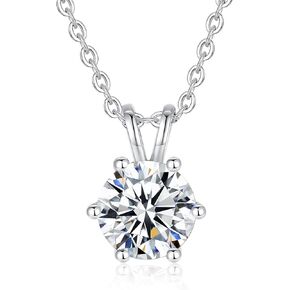 Moissanite Diamond Necklace For Women,1CT-4CT Round Pendant Solitaire Necklace,Sterling Silver Lab Created Jewelry,Mother'S Day Valentines Gift,Length 16+2Inch