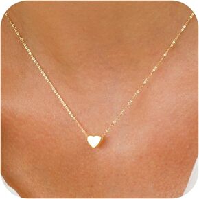 قلادة قلب ذهبي للنساء - قلادة ذهبية أنيقة 18 قيراط مطلية بالذهب/الفضة قلادة قلب لطيفة قلادة ذهبية بسيطة للنساء مجوهرات ذهبية للنساء هدايا عصرية in Kuwait