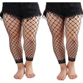 2 Pairs Plus Size Fishnet Stockings Sheer Tights for Women Ultra Thin High Waisted Pantyhose