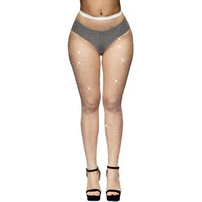 Sparkle Rhinestone Fishnets Sexy High Waist Tights Party Glitter Rhinestone Mesh Stockings