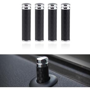 4 قطع مقابض قفل باب السيارة، ألياف الكربون + دبابيس سحب باب السيارة الداخلية المعدنية، غطاء تزيين مضاد للخدش، مقابض دبوس قفل باب تلقائي، عصا دبوس، عالمية لمعظم شاحنات السيارات (أسود) in Kuwait