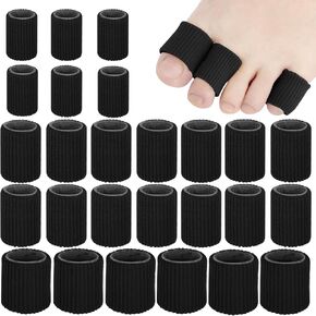 26 Pieces Toe Cushion Tube 0.98 Inches Toe Tubes Sleeves 3 Different Size Soft Gel Corn Pad Protectors for Cushions Corns,Blisters, Calluses, Toes and Fingers. (Black)