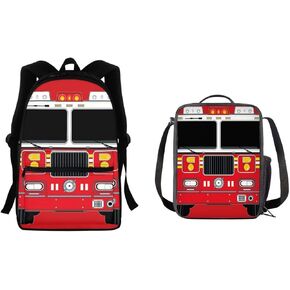 Yellow School Bus Backpack Set, Travel Daypack and Lunch Box Bag Laptop School Backpack for Girls Boys