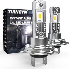 TUINCYN H3 LED Bulbs 55W 6500K, 1:1 Mini Size Super Bright CSP Chip Cool White 12000LM Plug and Play LED Fog Light Bulb, Pack of 2