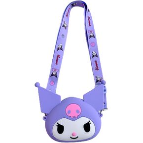 Kuromi Crossbody Shoulder Handbag Pouch Wallet for Girls Kids Children - Purple