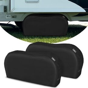 Explore Land Tough Dual Axle Tire Cover for Truck SUV Trailer Camper RV - Heavy Duty Wheel Protector Universal Fit Tire Diameter 26" - 28.75" - 2 Packs -Charcoal