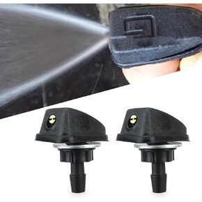 Pack-2 Car Windshield Washer, Automotive Wiper Nozzles, Sprayer Head Replacement Parts, Universal for Most Cars, Trucks and Vans (Black)
