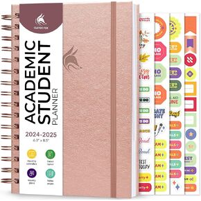 Clever Fox Academic Student Planner 2025-2026 – Hardcover Spiral-Bound Planner for School & College with Weekly & Monthly Calendar (Black)