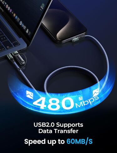 كابل AINOPE أرجواني USB C إلى USB C 2 حزمة 6.6 قدم 60 وات USBC إلى USBC كابل شحن سريع زاوية زاوية من النوع C إلى النوع C كابل USB C متوافق مع MacBook Pro 2022، iPad Pro 2021، Galaxy S23 in Kuwait