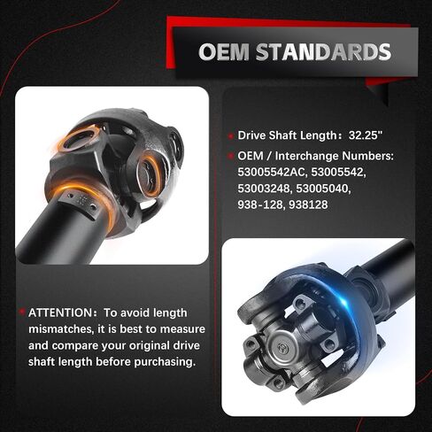 عمود الدفع الأمامي Nifeida 938-128 متوافق مع Jeep Cherokee 1987-2001، Jeep Comanche | جيب واجونير 32.25 بوصة in Kuwait