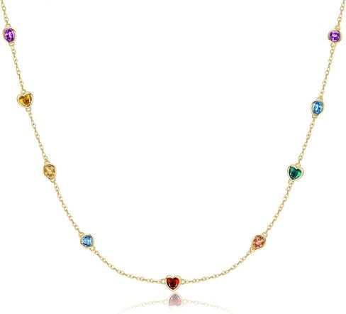 14k الذهب الأصفر جوهرة محطة قلادة محطة الأحجار الكريمة القلائد Soild الذهب Mulit حجر ملون مجوهرات للنساء صديقة الإناث in Kuwait