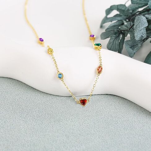 14k الذهب الأصفر جوهرة محطة قلادة محطة الأحجار الكريمة القلائد Soild الذهب Mulit حجر ملون مجوهرات للنساء صديقة الإناث in Kuwait