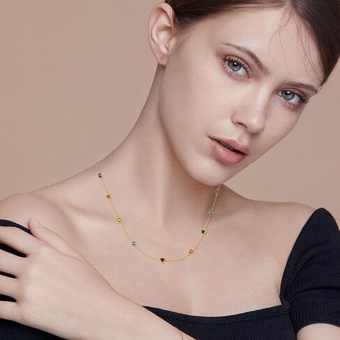 14k الذهب الأصفر جوهرة محطة قلادة محطة الأحجار الكريمة القلائد Soild الذهب Mulit حجر ملون مجوهرات للنساء صديقة الإناث in Kuwait
