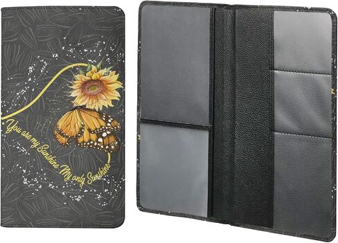 FOR U DESIGNS Leather Car Document Holder Glove Box,Sunflower Butterfly Heart Design Auto Vehicle Card Paperwork Glove Box Organizer for Driver License,Insurance Card and Other Essentials in Saudi Arabia