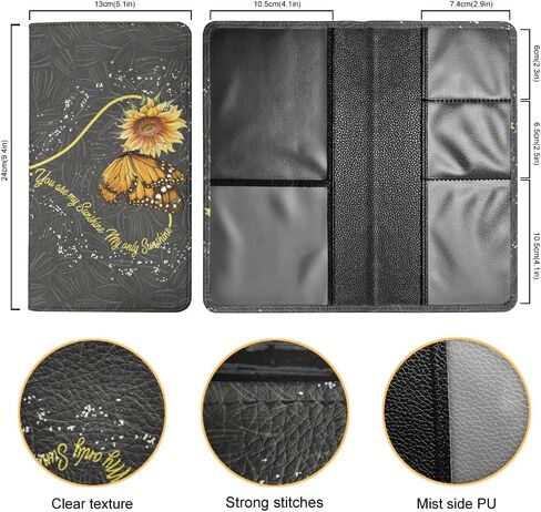 FOR U DESIGNS Leather Car Document Holder Glove Box,Sunflower Butterfly Heart Design Auto Vehicle Card Paperwork Glove Box Organizer for Driver License,Insurance Card and Other Essentials in Saudi Arabia