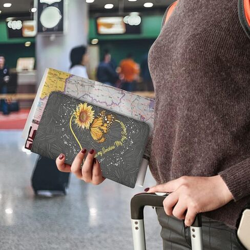 FOR U DESIGNS Leather Car Document Holder Glove Box,Sunflower Butterfly Heart Design Auto Vehicle Card Paperwork Glove Box Organizer for Driver License,Insurance Card and Other Essentials in Saudi Arabia