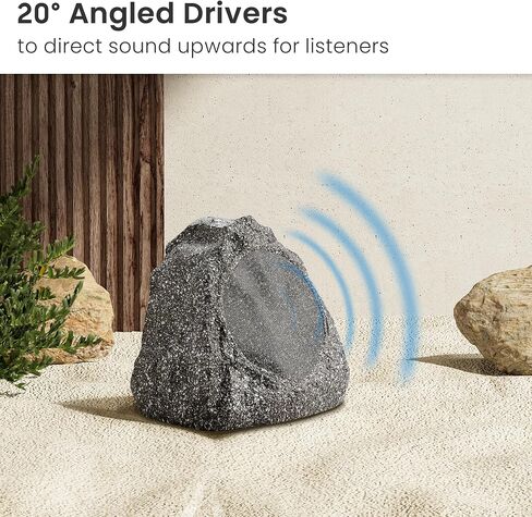 Theater Solutions 2R8G Outdoor Granite 8" Rock 2 Speaker Set for Deck Pool Spa Yard Garden in Saudi Arabia