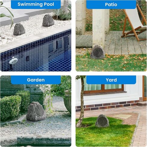 Theater Solutions 2R8G Outdoor Granite 8" Rock 2 Speaker Set for Deck Pool Spa Yard Garden in Saudi Arabia