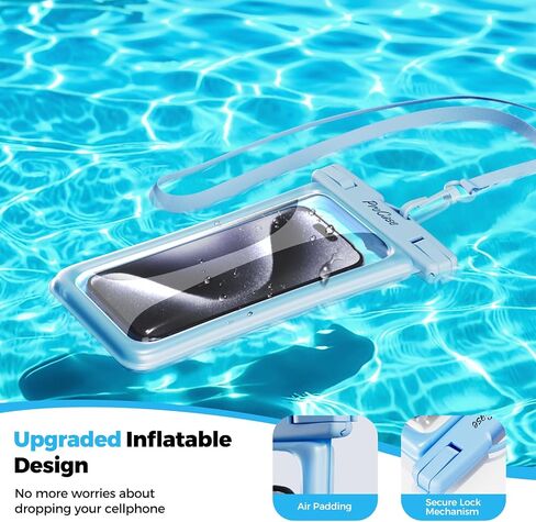 ProCase 2 Pack حقيبة هاتف عائمة مقاومة للماء، حقيبة جافة IPX8 للهواتف مقاس 7 بوصات | تناسب iPhone 17/16/15/14 وGalaxy S24/S23 وPixel 8/7. حقيبة مقاومة للماء تعمل باللمس للسباحة والغوص والثلج - أسود in Kuwait