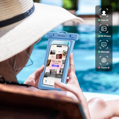 ProCase 2 Pack حقيبة هاتف عائمة مقاومة للماء، حقيبة جافة IPX8 للهواتف مقاس 7 بوصات | تناسب iPhone 17/16/15/14 وGalaxy S24/S23 وPixel 8/7. حقيبة مقاومة للماء تعمل باللمس للسباحة والغوص والثلج - أسود in Kuwait