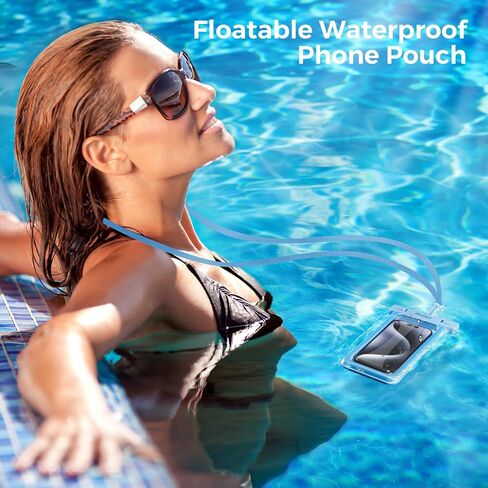 ProCase 2 Pack حقيبة هاتف عائمة مقاومة للماء، حقيبة جافة IPX8 للهواتف مقاس 7 بوصات | تناسب iPhone 17/16/15/14 وGalaxy S24/S23 وPixel 8/7. حقيبة مقاومة للماء تعمل باللمس للسباحة والغوص والثلج - أسود in Kuwait