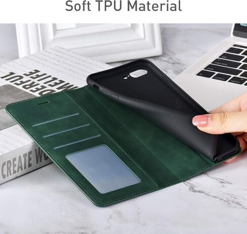 QLTYPRI iPhone 6 Plus 6S Plus Case, Premium PU Leather Cover TPU Bumper with Card Holder Kickstand Hidden Magnetic Adsorption Shockproof Flip Wallet Case for iPhone 6 Plus 6S Plus - Black in Kuwait