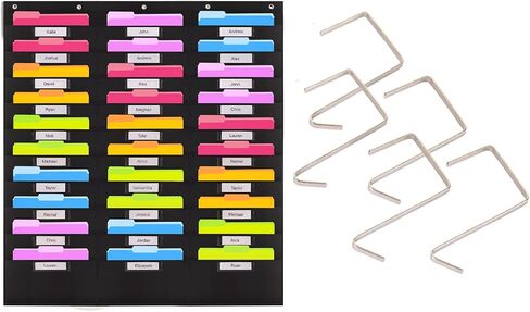 Heavy Duty 30 Pocket Storage Chart w/Nametags - 5 Stainless Steel overdoor Hangers Included - Hanging Wall File Organizer | Organize Your Assignments, Files, Papers & More in Saudi Arabia