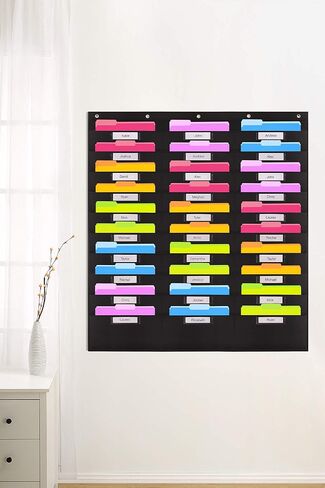 Heavy Duty 30 Pocket Storage Chart w/Nametags - 5 Stainless Steel overdoor Hangers Included - Hanging Wall File Organizer | Organize Your Assignments, Files, Papers & More in Saudi Arabia