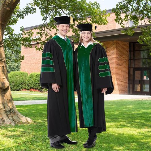 Unisex Doctoral Graduation Gown with Gold Piping | Academic doctoral Cap and Gown for Graduation Ceremony in Saudi Arabia